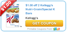 New Printable Coupon: $1.00 off 2 Kellogg’s Nutri-Grain/Special K Bars