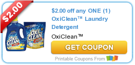 New Printable Coupon: $2.00 off any ONE (1) OxiClean™ Laundry Detergent