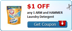 HOT Printable Coupon: $1.00 off any 1 ARM and HAMMER Laundry Detergent