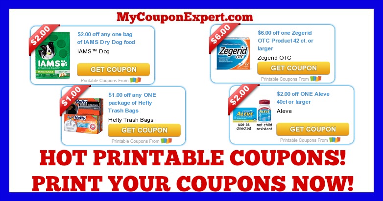 Check These Coupons Out & Print NOW! Aleve, Hefty, Zegrid, Iams, Tidy