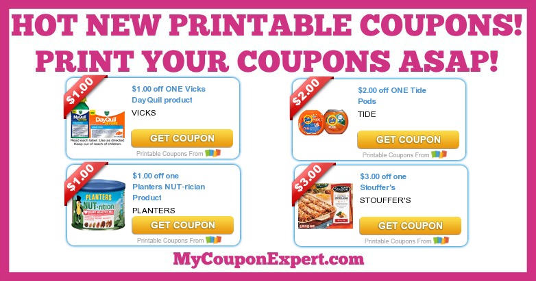 HOT NEW Printable Coupons Tide, Vicks, Stouffer's, Planters, Old Spice