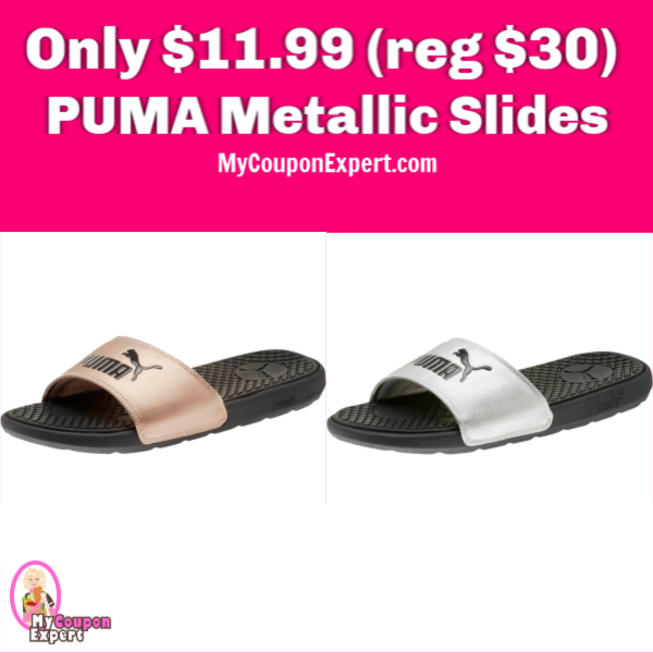 metallic puma slides