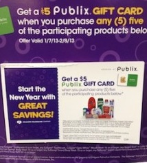 WOW!  $5.00 Publix Gift Card wyb participating products!