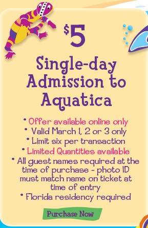 WOW!  $5.00 Tickets to Aquatica for FLORIDA RESIDENTS!!