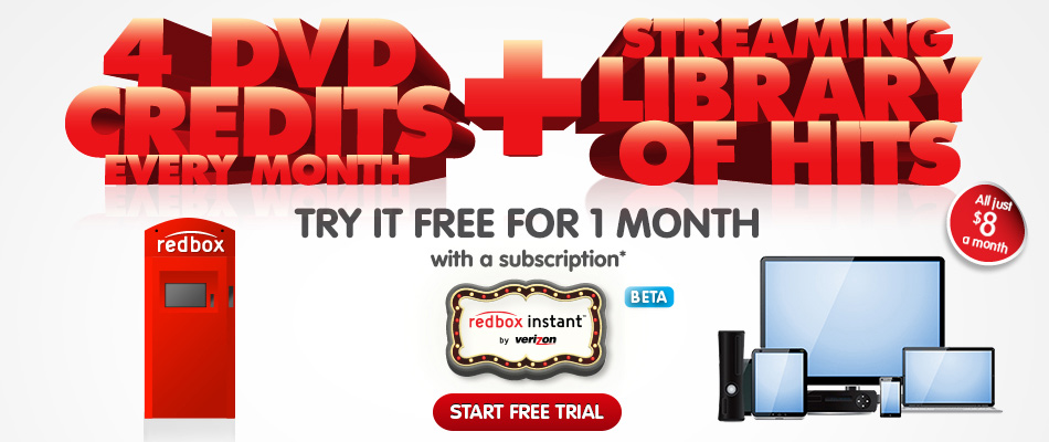 WOW Check this out!!! Redbox Instant Streaming  Free Trial PLUS 4 Free Redbox Credits!!!