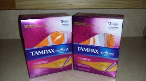 tampax radiant two boxes