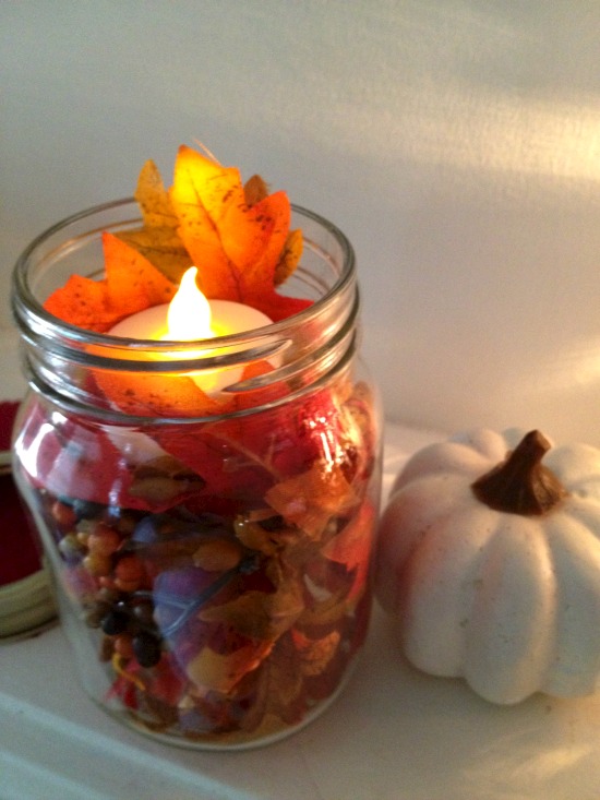 Dollar Tree DIY: Autumn Leaf Luminary Jar Gift