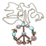Vintage Rhinestone Peace Sign Necklace Only $1.93 Shipped