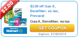 $2.00 Off Gas-X, Benefiber, Ex-Lax, or Prevacid Coupon