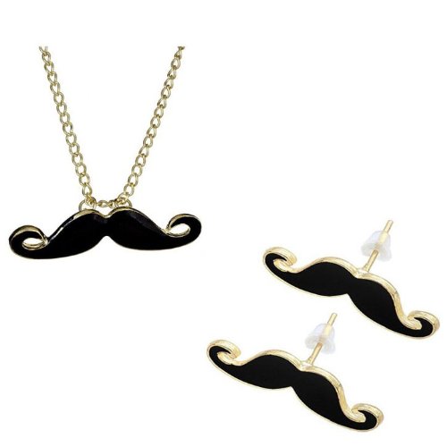 Mustache Earrings and Necklace Set Only $0.90 Shipped