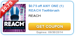 $0.75 Off One Reach Toothbrush Coupon