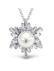 Snowflake & Silver Pearl Necklace Only $9.99