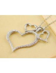 Silver Triple Heart Necklace Only $1.64 Shipped