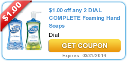 $1.00 off any 2 DIAL COMPLETE Foaming Hand Soaps Coupon