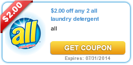 $2.00 Off 2 All Laundry Detergent Coupon