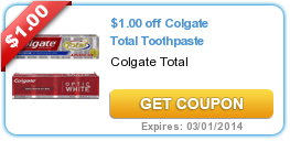 New Printable Coupon: $1.00 off Colgate Total Toothpaste
