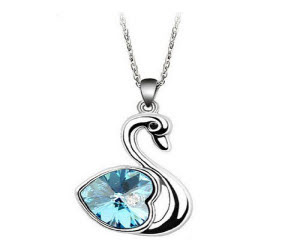 Free Rhinestone & Blue Crystal Swan Necklace