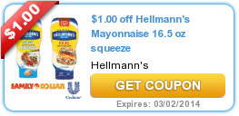 New Printable Coupon: $1.00 off Hellmann's Mayonnaise 16.5 oz Squeeze