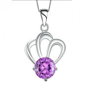 purple-silver-three-knots-crown-necklace