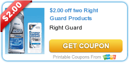 New Printable Coupon: $2.00 Off Two Right Guard Products
