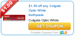 New Printable Coupon: $1.50 Off Any Colgate Optic White Toothpaste
