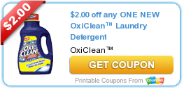 New Printable Coupon: $2.00 off any ONE NEW OxiClean™ Laundry Detergent