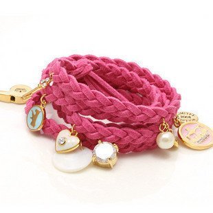 Pink Leather Woven Charm Bracelet Only $3.99 Shipped