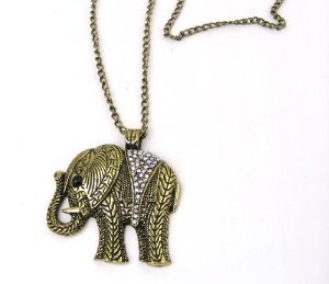 Retro Diamond Elephant Necklace Only $1.99