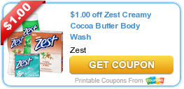 New Printable Coupon: $1.00 off Zest Creamy Cocoa Butter Body Wash