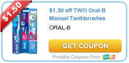 New Printable Coupon: $1.50 off TWO Oral-B Manual Toothbrushes