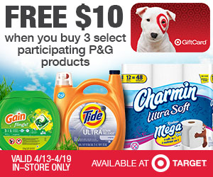 Free $10 Gift Card with Purchase of 3 P&G Items at Target Until 4/19