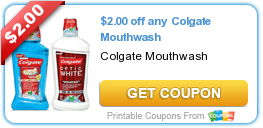 New Printable Coupon: $2.00 off any Colgate Mouthwash