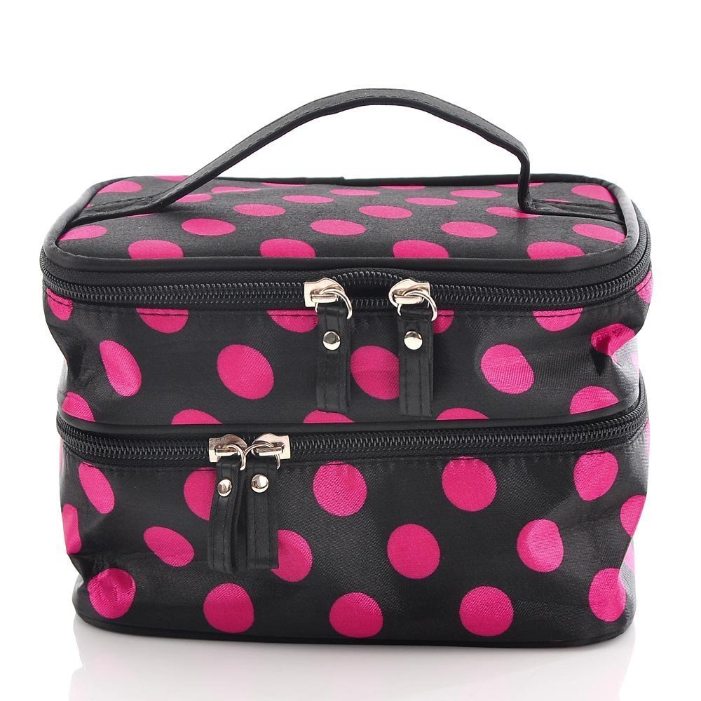 Pink and Black Polka Dot Cosmetic Bag Only $4.16 Shipped