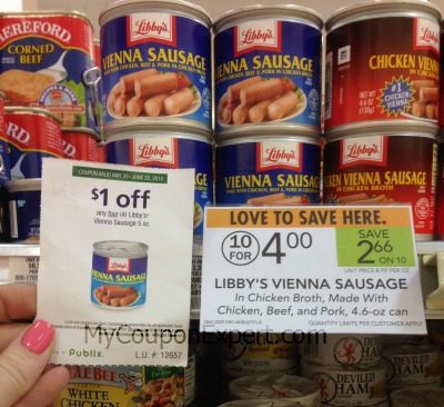 Libby’s Vienna Sausage just $.15 each at Publix!  WOW!