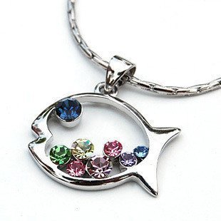 Rainbow Gem Fish Necklace Only $1.80 Shipped