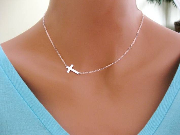 Silver Sideways Cross Necklace Only $4.99 – 80% Savings