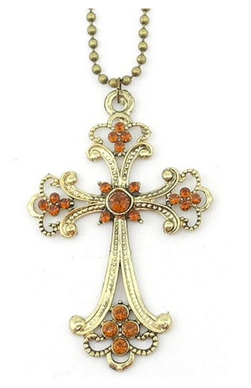 Vintage Champagne Cross Necklace Only $5.99 – 70% Savings