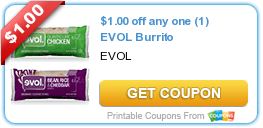 New Printable Coupon: $1.00 off any one (1) EVOL Burrito