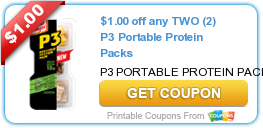 New Printable Coupon: $1.00 off any TWO (2) P3 Portable Protein Packs