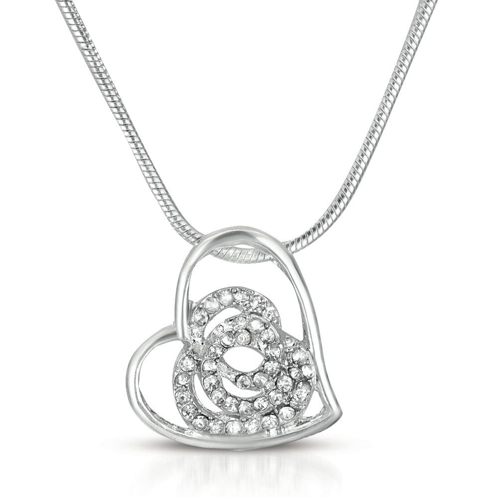 White Sapphire Rose & Silver Necklace Only $7.00 – $22 Savings