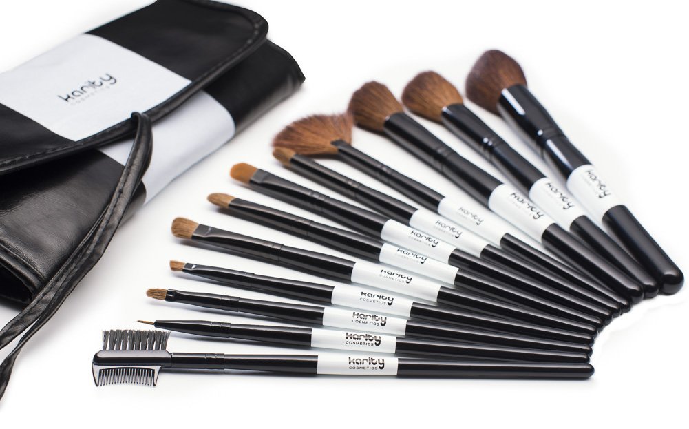 12 Piece Professional Nautral Cosmetic Brush Set with Bag Only $10.25