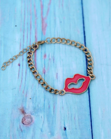 Kissy Lips Chain Bracelet Only $4.99