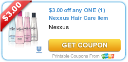 New Printable Coupon: $3.00 off any ONE (1) Nexxus Hair Care Item