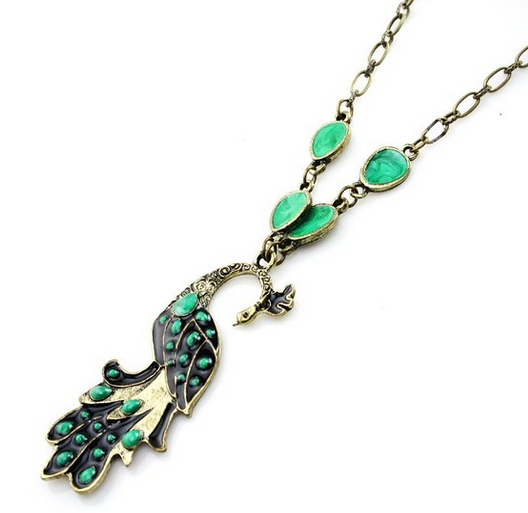 Emerald Peacock Pendant Necklace Only $3.26 Shipped