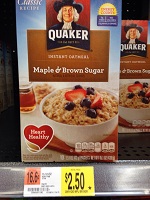 Quaker Instant Oatmeal Only $1.25 at Walmat Until 8/20