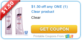 New Printable Coupon: $1.50 off any ONE (1) Clear product