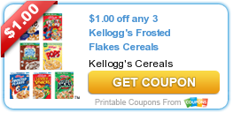 New Printable Coupon: $1.00 off any 3 Kellogg’s Frosted Flakes Cereals