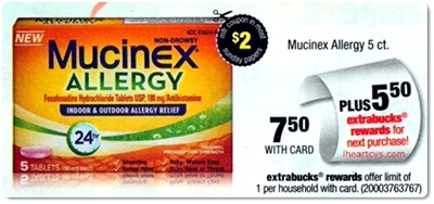 FREE Mucinex Allergy at CVS Until 9/13