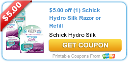 New Printable Coupon: $5.00 off (1) Schick Hydro Silk Razor or Refill