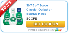 New Printable Coupon: $0.75 off Scope Classic, Outlast or Sparkle Rinse
